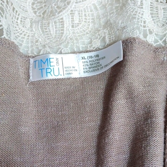 Time&True Woman's Lace Shoulder Cream Short Sleeve Wrap Sweater XL‎ 16-18 - Picture 4 of 8